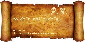 Polák Mátyás névjegykártya
